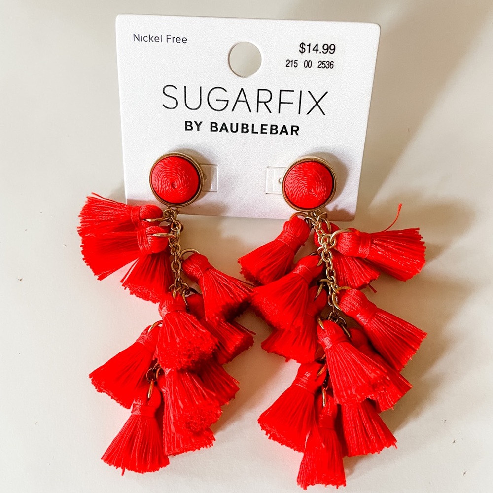 Baublebar red tassel earrings (never been used)